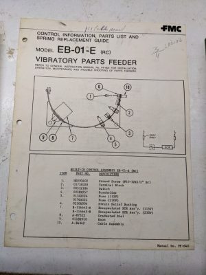 Fmc Control Information Parts List Eb-01-E Rc Vibratory Parts Feeder Pf-640