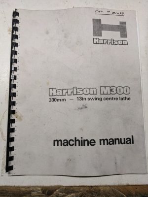 Harrison M300 3300Mm – 13In Swing Center Lathe Machine Manual Service Parts List