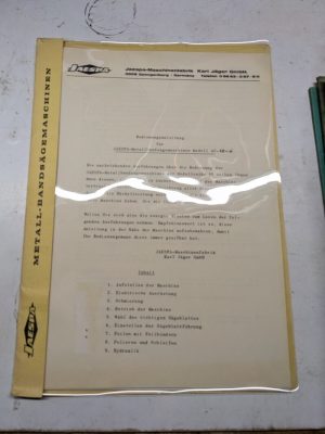 Jaespa Vertical Metal Band Sawing Machine As Operation Maintenance Manual German