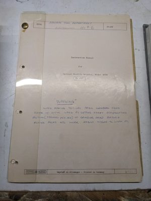 Hommel Werke Instruction Operation Manual Optical Profile Grinder Opsm Nr 241