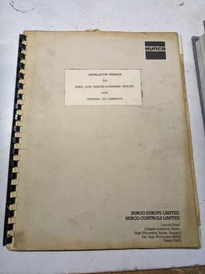 Hurco Installation Handbook Manual 425E Electro Discharge Machine 25A Generator
