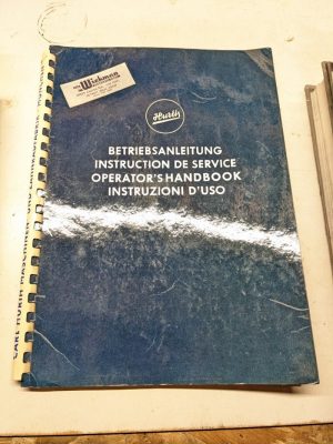 Hurth Instruction Operator'S Handbook Manual Lfv-1 Keyway Slot Milling Machine