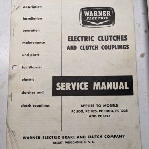 Warner Electric Clutches Service Manual Pc 500 825 1000 1225 1525 Parts List