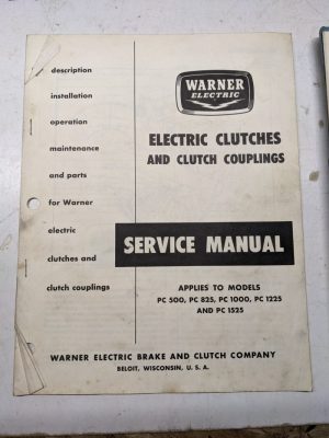 Warner Electric Clutches Service Manual Pc 500 825 1000 1225 1525 Parts List