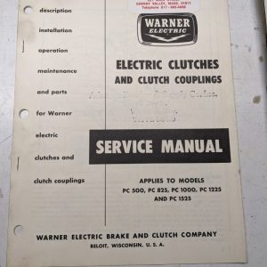 Warner Electric Clutches Service Manual Pc 500 825 1000 1225 1525 Operation