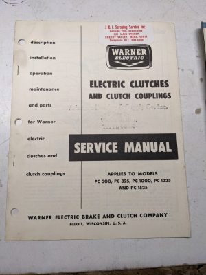 Warner Electric Clutches Service Manual Pc 500 825 1000 1225 1525 Operation