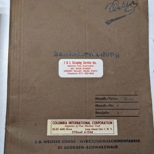 Weisser Precision Turret Lathe Ro Sales Brochure & Operating Instruction Manual