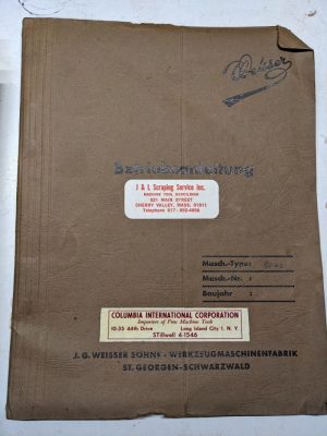 Weisser Precision Turret Lathe Ro Sales Brochure & Operating Instruction Manual