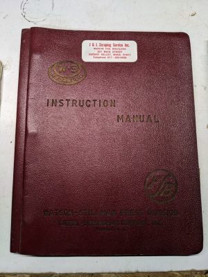 W-S Hydraulic Service Maintenance Manual 4G-100 Molding Machine 9154