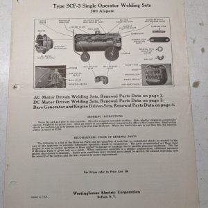 Westinghouse Type Scf-3 Welding Sets 300 Amp Sales Brochure Catalog 1947