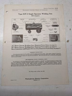 Westinghouse Type Scf-3 Welding Sets 300 Amp Sales Brochure Catalog 1947