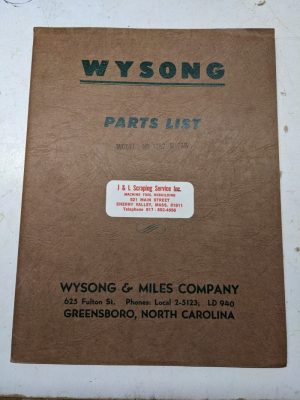 Wysong Parts List Book Manual Model 1252 Shear Power Squaring Lubrication