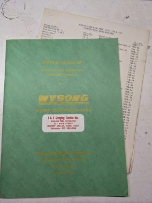 Wysong Operation Maintenance Manual Parts List Squaring Shears 1010 796 772