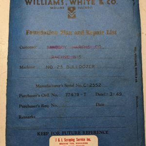 Williams White Co #25 Bulldozer 1949 Operation Manual Diagrams Blueprints