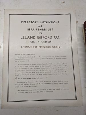 Leland Gifford Drilling Machine Operating Maintenance Parts List Manual #1S 2S