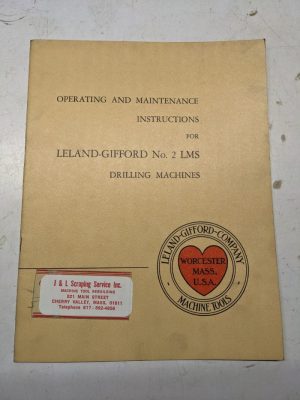 Leland Gifford Drilling Machine Operating Maintenance Wiring Diag Manual #2 Lms