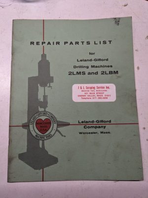 Leland Gifford Drilling Machine Repair Parts List Book Manual 2Lms 2Lbm Catalog