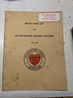 Leland Gifford Drilling Machine Repair Parts List Shop Book Manual #3Ms