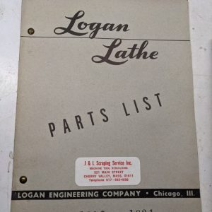 Logan Lathe Repair/Service Parts List Shop Book Manual Catalog #1816 #1821 1954