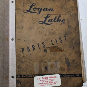 Logan Lathe Repair/Service Parts List Shop Book Manual Catalog #2557-Vlh 1958