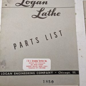 Logan Lathe Repair/Service Parts List Shop Book Manual Catalog #1850 1954