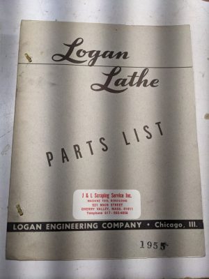 Logan Lathe Repair/Service Parts List Shop Book Manual Catalog #1955 1953