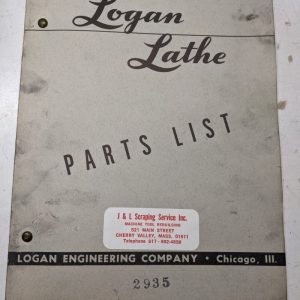 Logan Lathe Repair/Service Parts List Shop Book Manual Catalog #2935 1953