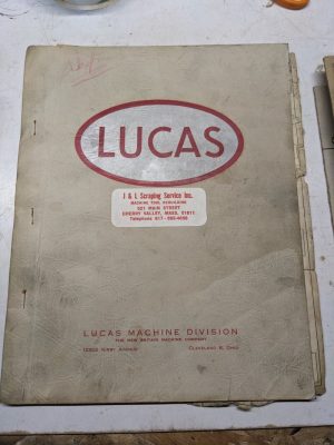 Lucas Machine Boring Machine Parts List Book Manual Catalog Series 40 41-18-12