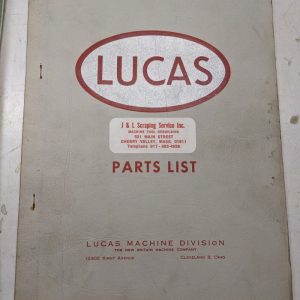 Lucas Machine Boring Machine Parts List Book Manual Catalog Series 40 Precision