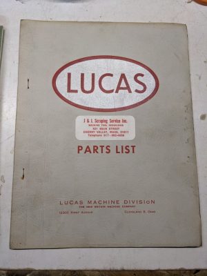 Lucas Machine Boring Machine Parts List Book Manual Catalog Series 40 Precision
