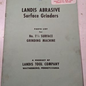 Landis Tool Surface Grinders Parts List Book Manual Catalog #1 ½