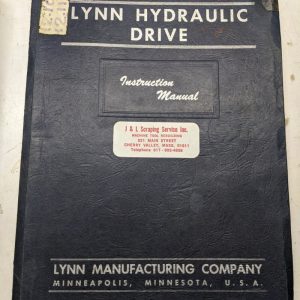 Lynn Hydraulic Drive Instruction Manual Operation Parts List Book 1954 Machine