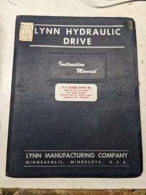 Lynn Hydraulic Drive Instruction Manual Operation Parts List Book 1954 Machine