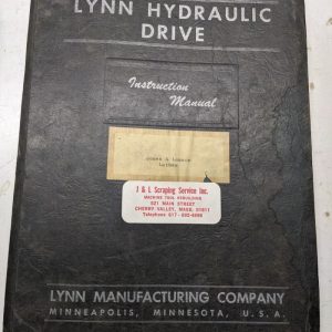 Lynn Hydraulic Drive Instruction Manual Operation Parts List Book 1956 Machine