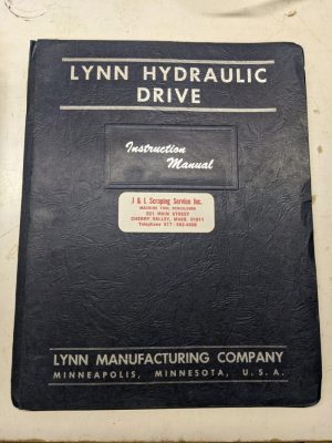 Lynn Hydraulic Drive Instruction Manual Operation Parts List Book Ram Turret