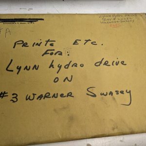 Lynn Hydraulic Hydro Drive On #3 Warner Swasey Diagram Prints Electrical 1957