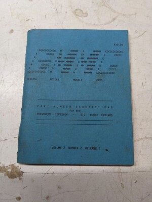 Gmmc General Motors Muscle Cars Part Number Descriptions List Manual Big Block
