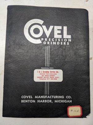 Covel Surface Grinders Service Repair Manual Parts List Shop Book Model #10-H