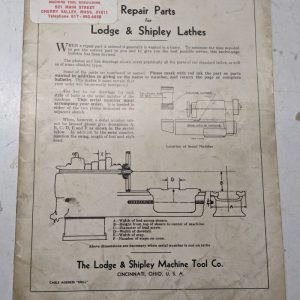 Lodge & Shipley Lathes Repair Parts List Manual Catalog Models Manufacturing
