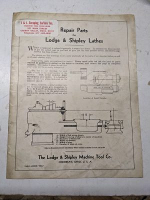 Lodge & Shipley Lathes Repair Parts List Manual Catalog Models Manufacturing
