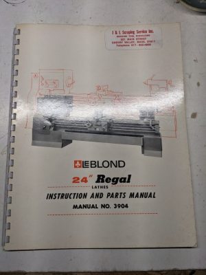 Leblond Lathes Instruction Manual Parts List Book Catalog 24” Regal #3904 1966