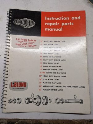 Leblond Lathes Instruction Manual Parts List Book Catalog 12 14 16 38 20”