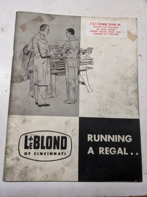 Leblond Lathes Instruction Manual Parts List Book Catalog Running A Regal