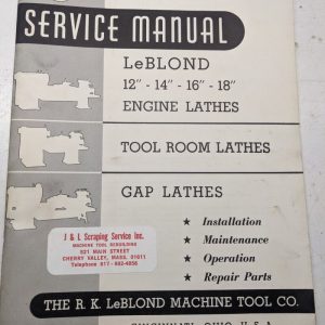 Leblond Lathe Service Manual Part List Book Catalog 12 14 16 18” Engine Tool Gap