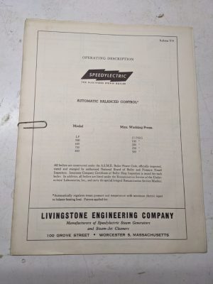 Speedylectric Operation Instruction Sales Brochure Lp 500-800 Jet Cleaner