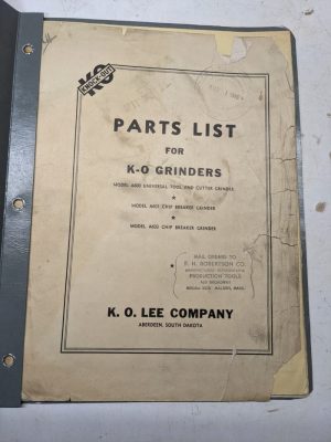 K.O Lee Company Parts List Book Manual Catalog K-O Grinders A600 A601 A603 Price