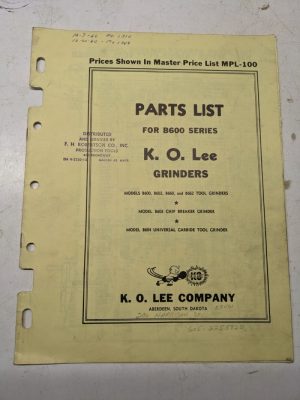 K.O Lee Parts List Manual Catalog B600 Series Grinders B 602 660 662 603 604