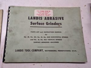 Landis Tool Surface Grinders Parts List Book Manual Instruction 3B M3 3S M3S M34