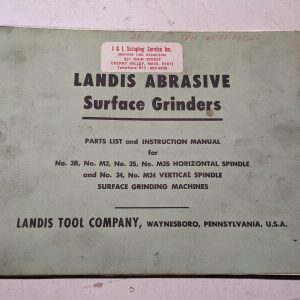 Landis Tool Surface Grinders Parts List Book Manual Instruction 3B M3 3S M3S M34