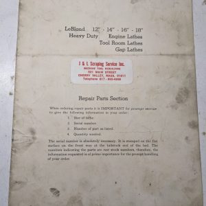Leblond Lathes Repar Parts List Book Catalog Manual 12 14 16 18” Engine Tool